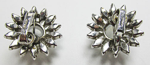 Crown Trifari Vintage Sophisticated 1950s Moonstone Button Earrings