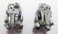 Weiss Vintage 1950s Sophisticated Sapphire Blue Floral Earrings - Thumbnail