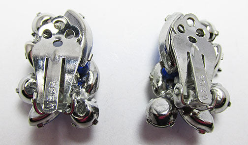 Weiss Vintage 1950s Sophisticated Sapphire Blue Floral Earrings