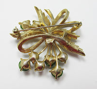 Sarah Coventry Vintage 1960s Mint Jade and Pearl Floral Bouquet Pin - Thumbnail
