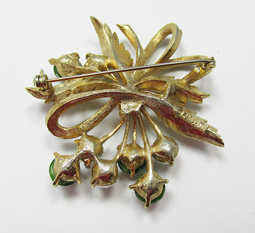 Sarah Coventry Vintage 1960s Mint Jade and Pearl Floral Bouquet Pin