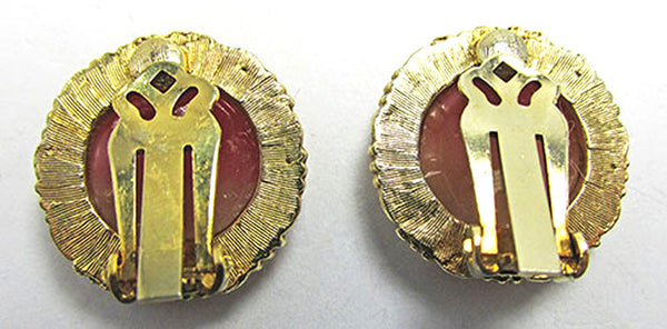 Vintage Jewelry Timeless 1950s Mid-Century Cameo Button Earrings - Back