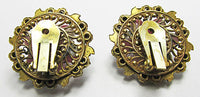 Vintage Mid Century Stunning Art Glass Floral Button Earrings - Thumbnail