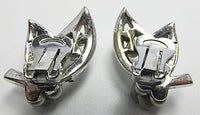 Boucher Vintage 1950s Stunning Pearl and Rhinestone Floral Earrings - Thumbnail