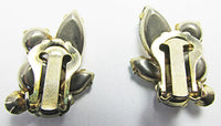 Vintage Mid Century Stunning Aurora Borealis Floral Earrings - Thumbnail
