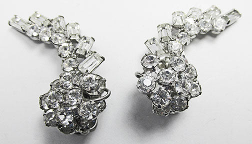 Vintage 1950s Mid Century Stunning Two Tiered Floral Spray Earrings