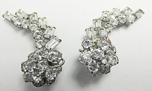 Vintage 1950s Mid Century Stunning Two Tiered Floral Spray Earrings
