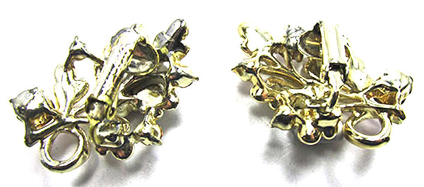 Coro Vintage Jewelry 1950s Mid-Century Diamante and Enamel Earrings - Back
