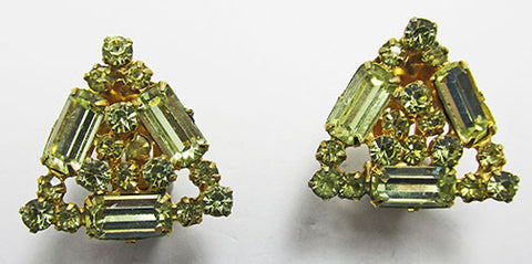 Kramer Vintage Glamorous Mid Century Citrine Triangular Earrings