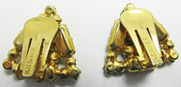 Kramer Vintage Glamorous Mid Century Citrine Triangular Earrings - Thumbnail