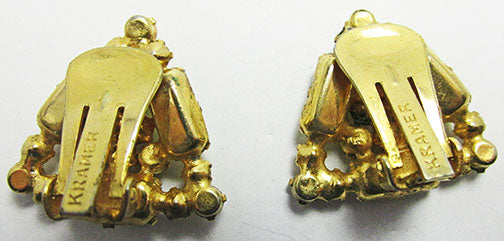Kramer Vintage Glamorous Mid Century Citrine Triangular Earrings
