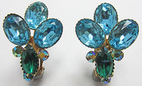 Vintage 1950s Glamorous Mid Century Striking Floral Earrings - Thumbnail