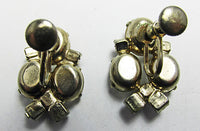 Vintage Mid Century 1950s Clear and Amethyst Rhinestone Earrings - Thumbnail