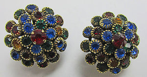 Vintage Retro Multi-Colored Contemporary Style Button Earrings