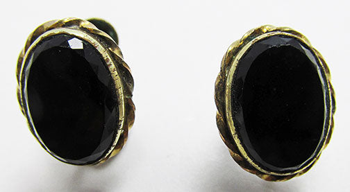Bal-Ron Vintage 1950s Delicate Gold Filled Onyx Earrings