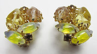 Dramatic Vintage Mid Century 1950s Rhinestone Button Earrings - Thumbnail