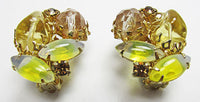 Dramatic Vintage Mid Century 1950s Rhinestone Button Earrings - Thumbnail