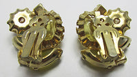 Dramatic Vintage Mid Century 1950s Rhinestone Button Earrings - Thumbnail