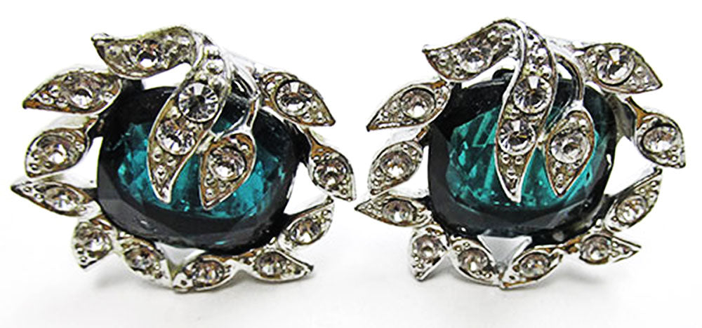Sarah Coventry Vintage Jewelry 1960s Retro Emerald Diamante Earrings