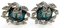 Sarah Coventry Vintage Jewelry 1960s Retro Emerald Diamante Earrings - Front - Thumbnail