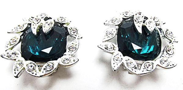 Sarah Coventry Vintage Jewelry 1960s Retro Emerald Diamante Earrings - Front