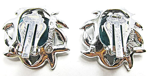 Sarah Coventry Vintage Jewelry 1960s Retro Emerald Diamante Earrings - Back