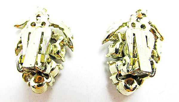 Lisner Vintage 1950 Jewelry Gorgeous Aurora Borealis Diamante Earrings - Back