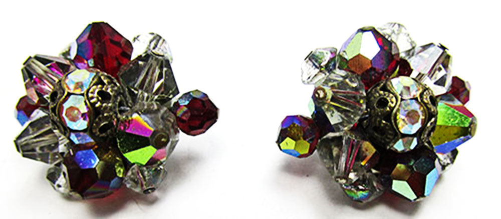 Dainty Vintage Jewelry 1950s Mid-Century Crystal and Diamante Earrings - Front