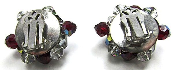 Dainty Vintage Jewelry 1950s Mid-Century Crystal and Diamante Earrings - Back