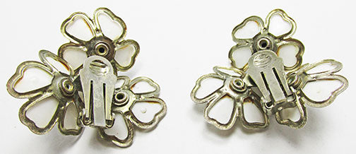 Vintage 1950s Eye-Catching Rhinestone Floral Button Earrings