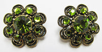 Weiss Vintage 1950s Superb Peridot Green Floral Earrings - Thumbnail