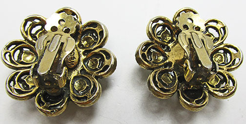 Weiss Vintage 1950s Superb Peridot Green Floral Earrings