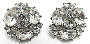 Bogoff Vintage Jewelry 1950s Mid-Century Striking Diamante Earrings - Front