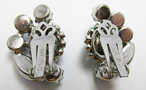 Weiss Vintage 1950s Exquisite Aurora Borealis Floral Button Earrings