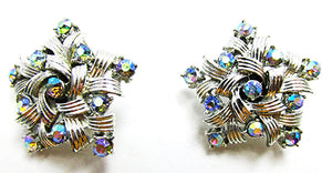Coro 1950s Designer Vintage Jewelry Mid-Century Diamante Earrings - Front