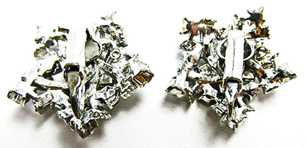 Coro 1950s Designer Vintage Jewelry Mid-Century Diamante Earrings - Back