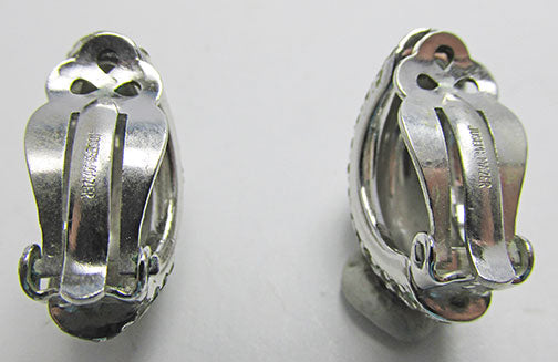 Joseph Mazer Vintage Lovely Retro Rhinestone Half Hoop Earrings