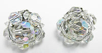 Dainty Vintage Mid Century 1950s Crystal Button Earrings - Thumbnail