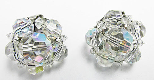 Dainty Vintage Mid Century 1950s Crystal Button Earrings