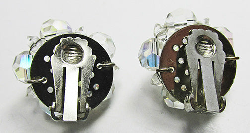Dainty Vintage Mid Century 1950s Crystal Button Earrings