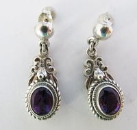Vintage 1980s Contemporary Style Amethyst Sterling Drop Earrings - Thumbnail