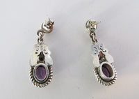 Vintage 1980s Contemporary Style Amethyst Sterling Drop Earrings - Thumbnail