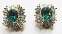 Vintage 1960s Spectacular Contemporary Style Emerald Glamour Earrings - Thumbnail
