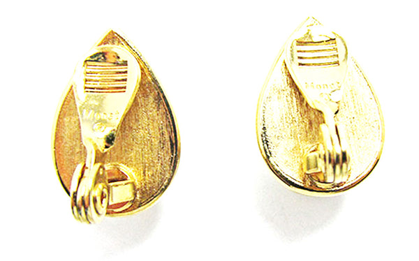 Monet 1970s Vintage Jewelry Sophisticated Pearl Cabochon  Earrings -Back