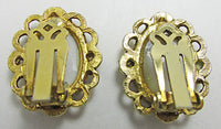 Vintage Unique Retro Victorian Style Gold and White Button Earrings - Thumbnail