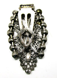 Antique 1910s Jewelry Superb Rare Cannetille Work Diamante Dress Clip - Back - Thumbnail