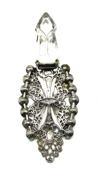 Antique 1910s Jewelry Superb Rare Cannetille Work Diamante Dress Clip - Back - Thumbnail
