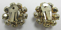 Vintage Mid Century 1950s Dazzling Rhinestone Floral Button Earrings - Thumbnail
