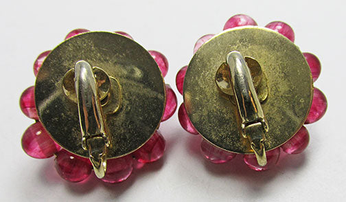 Vintage 1950s Timeless Mid Century Pink Glass Button Earrings