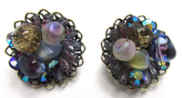 Bold Jewelry Vintage 1950s Striking Rhinestone and Bead Earrings - Front - Thumbnail